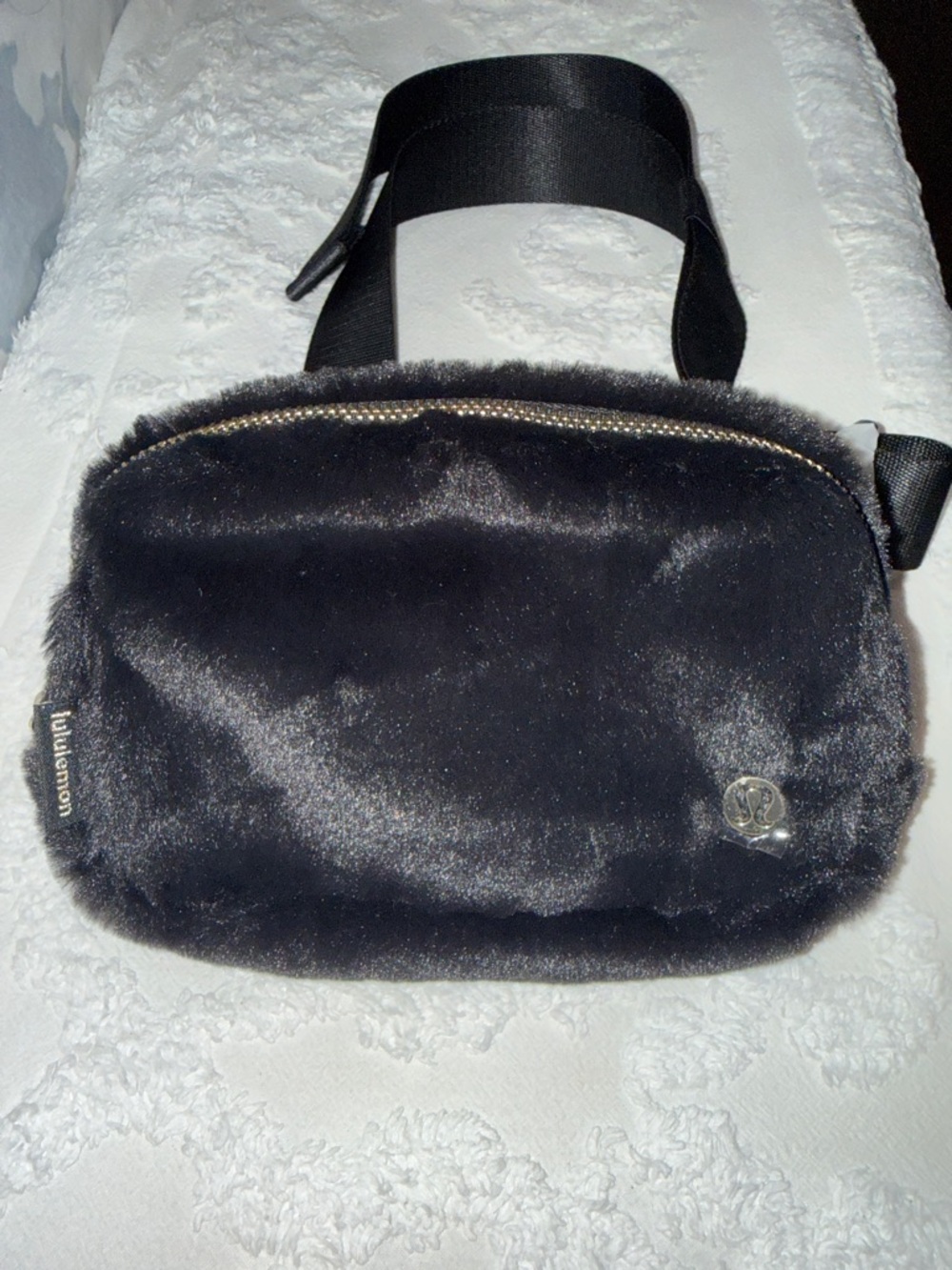 lululemon athletica Everywhere Black Faux Fur Belt Bag